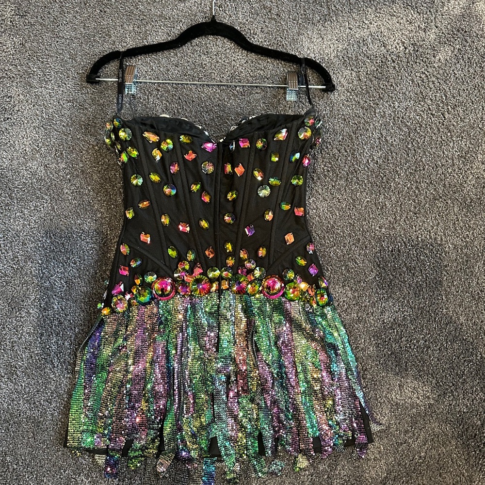 Sherri Hill Black and Multicolor Sequin Dress - Picture 3 of 8